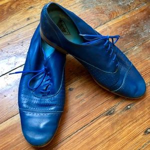 Electric Blue John Fluevog Perforated Oxfords